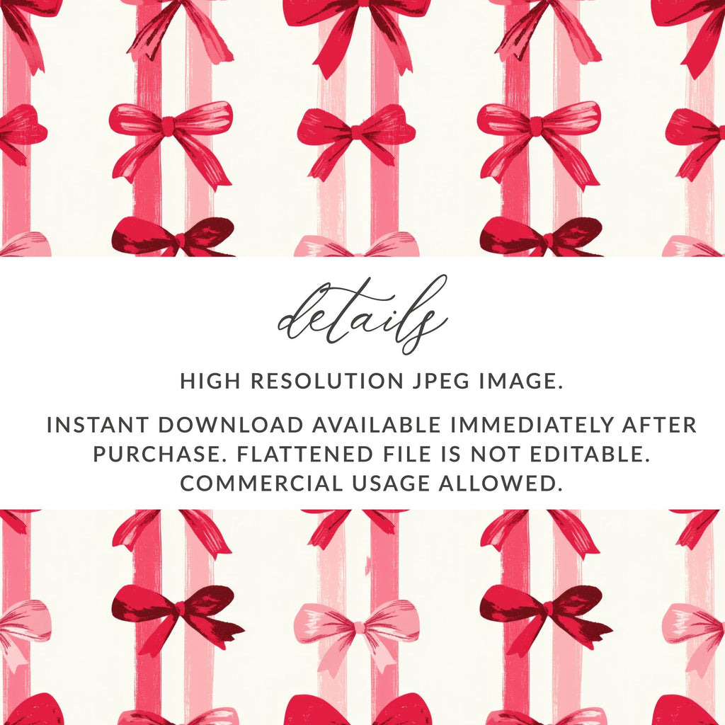 Pink Bow Digital Paper, Festive Watercolor Bows, Seamless Pattern, Scrapbook Paper, Gift Wrap, Ribbon Design, Girly, Winter Holiday - Moore and Mountain