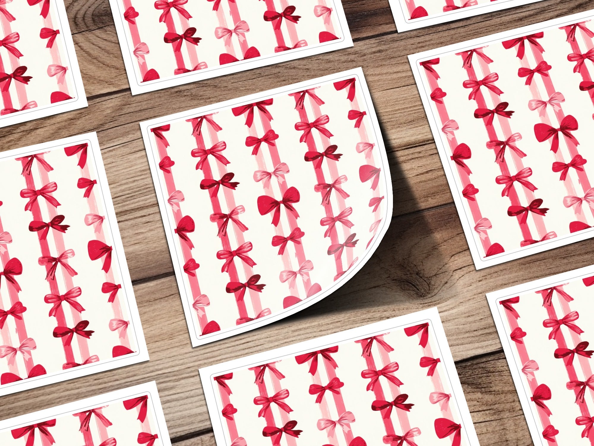 Pink Bow Digital Paper, Festive Watercolor Bows, Seamless Pattern, Scrapbook Paper, Gift Wrap, Ribbon Design, Girly, Winter Holiday - Moore and Mountain