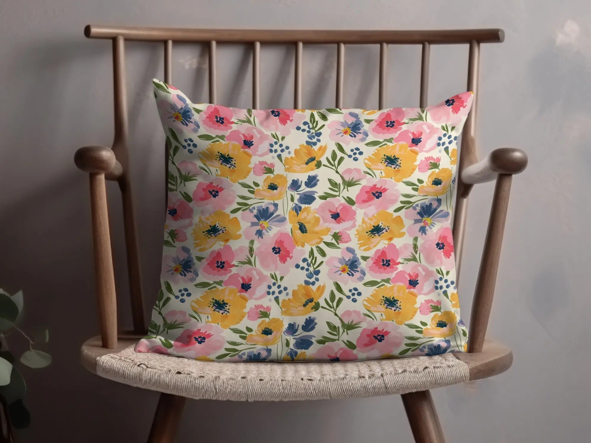 Pink Ditsy Floral Digital Paper, Yellow Flower Pattern, Seamless Flower Design, Fabric Print, Scrapbook Paper, Digital Download - Moore and Mountain