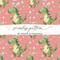 Pink Easter Dinosaur with Bunny Ears and Eggs Pattern Digital - Moore and Mountain