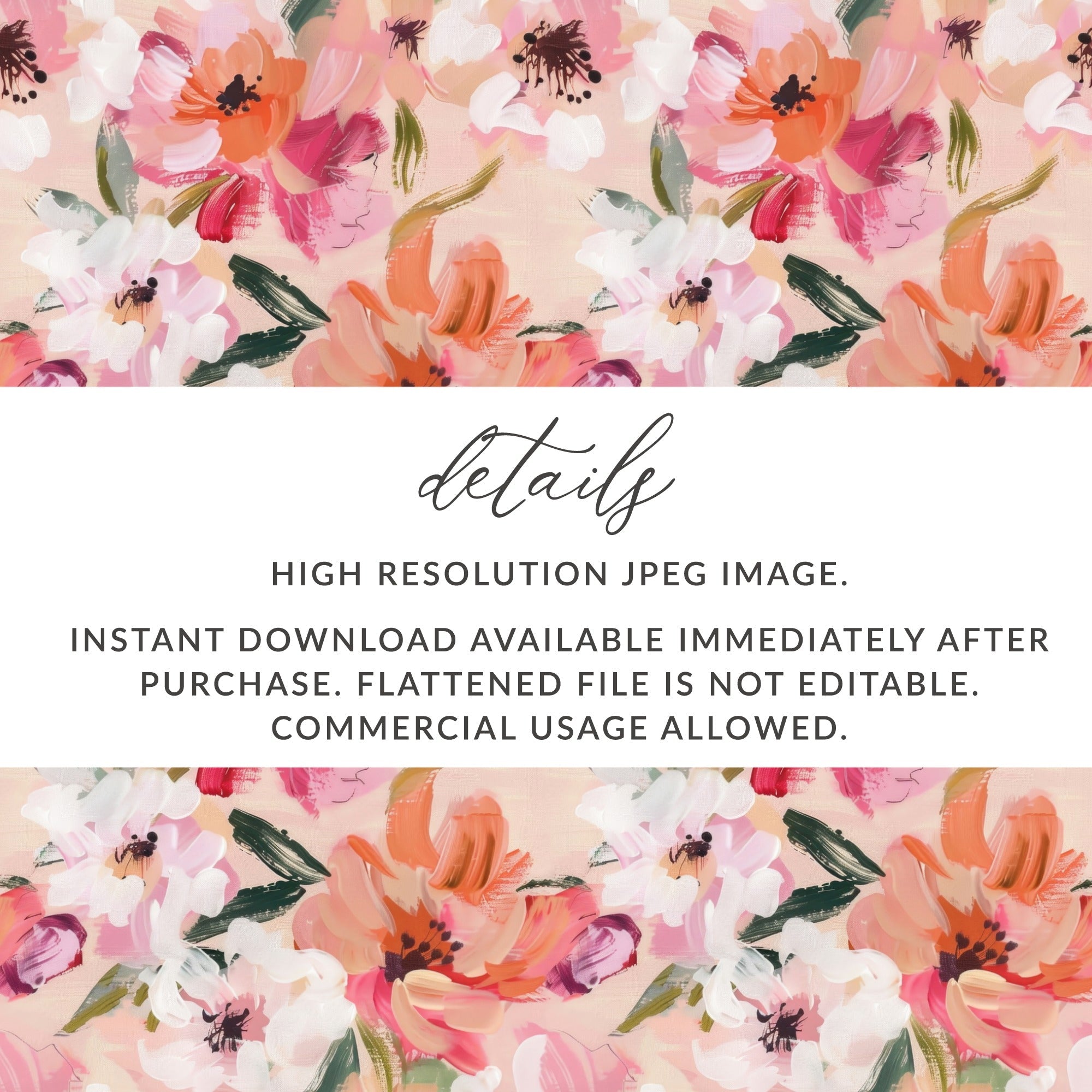 Pink Floral Digital Paper, Abstract Flower Pattern, Orange White Botanical Print, Spring Summer Seamless Design, Fabric Design, Scrapbooking - Moore and Mountain