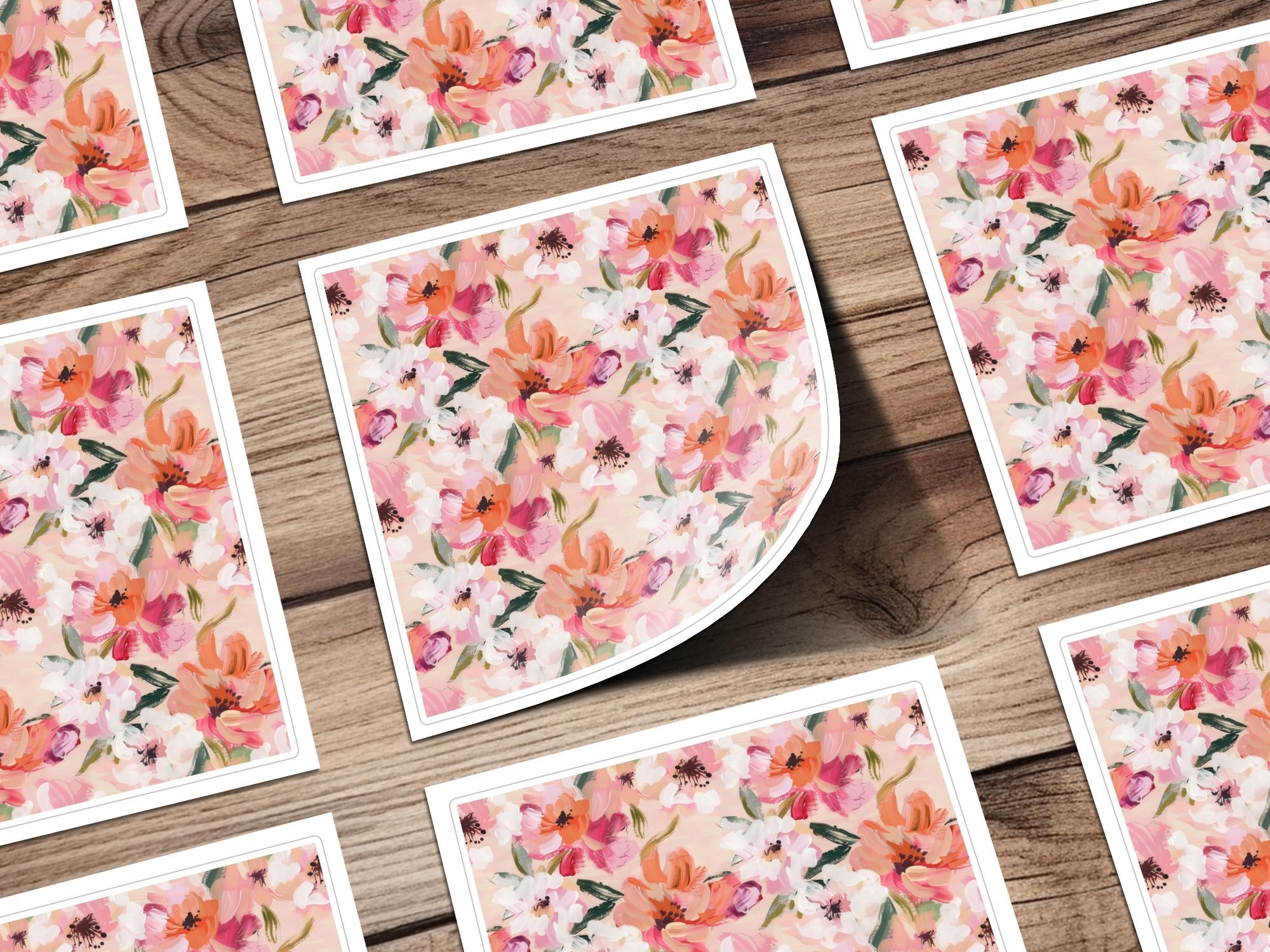 Pink Floral Digital Paper, Abstract Flower Pattern, Orange White Botanical Print, Spring Summer Seamless Design, Fabric Design, Scrapbooking - Moore and Mountain