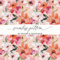 Pink Floral Digital Paper, Abstract Flower Pattern, Orange White Botanical Print, Spring Summer Seamless Design, Fabric Design, Scrapbooking - Moore and Mountain