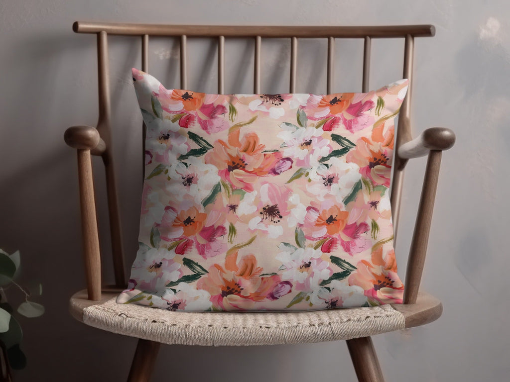 Pink Floral Digital Paper, Abstract Flower Pattern, Orange White Botanical Print, Spring Summer Seamless Design, Fabric Design, Scrapbooking - Moore and Mountain