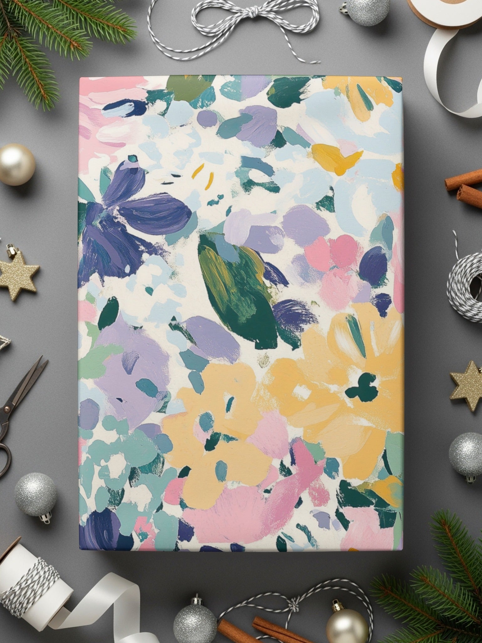 Pink Floral Digital Paper, Abstract Flower Pattern, Yellow, Purple, Spring, Summer Print, Seamless Digital Texture, Scrapbooking, Fabric - Moore and Mountain