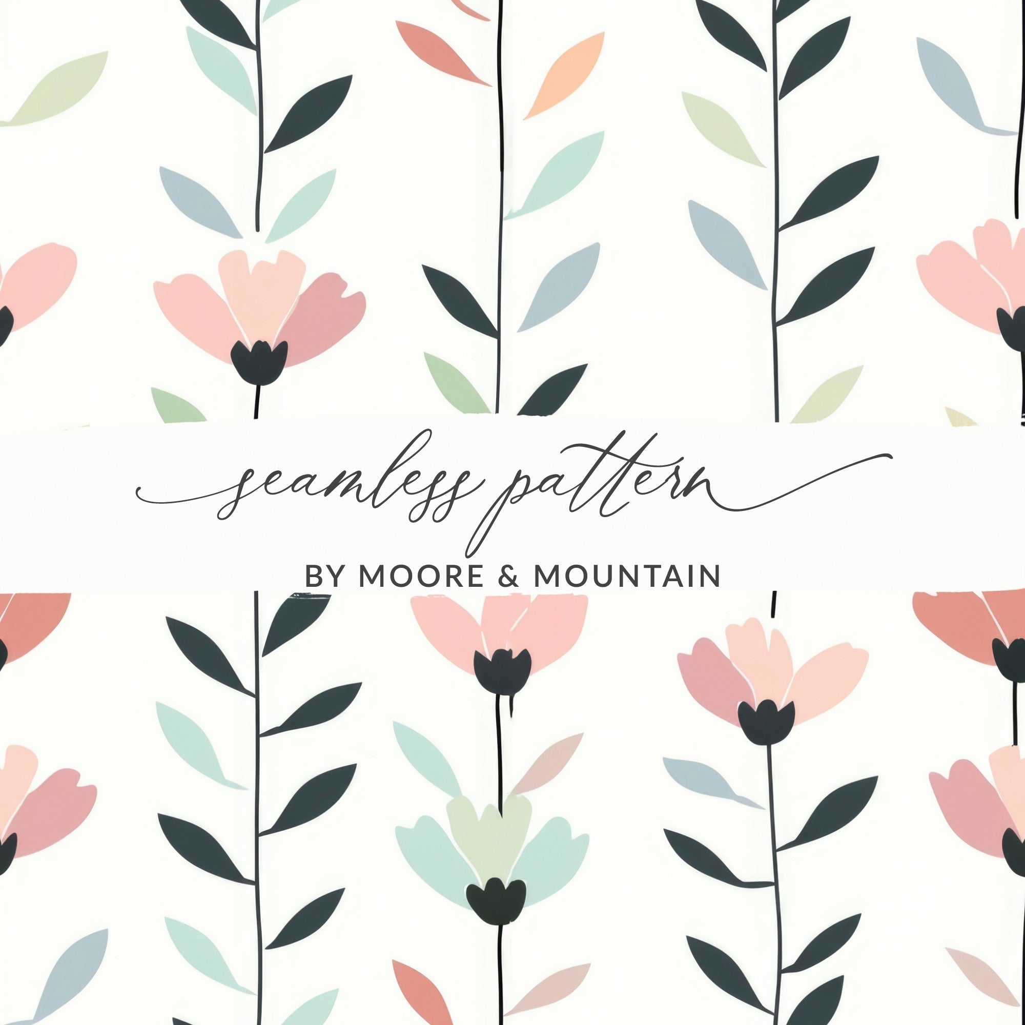 Pink Floral Digital Paper, Seamless Flower Pattern, Pastel Backgrounds, Digital Prints, Scrapbook Paper, Floral Fabric Design - Moore and Mountain