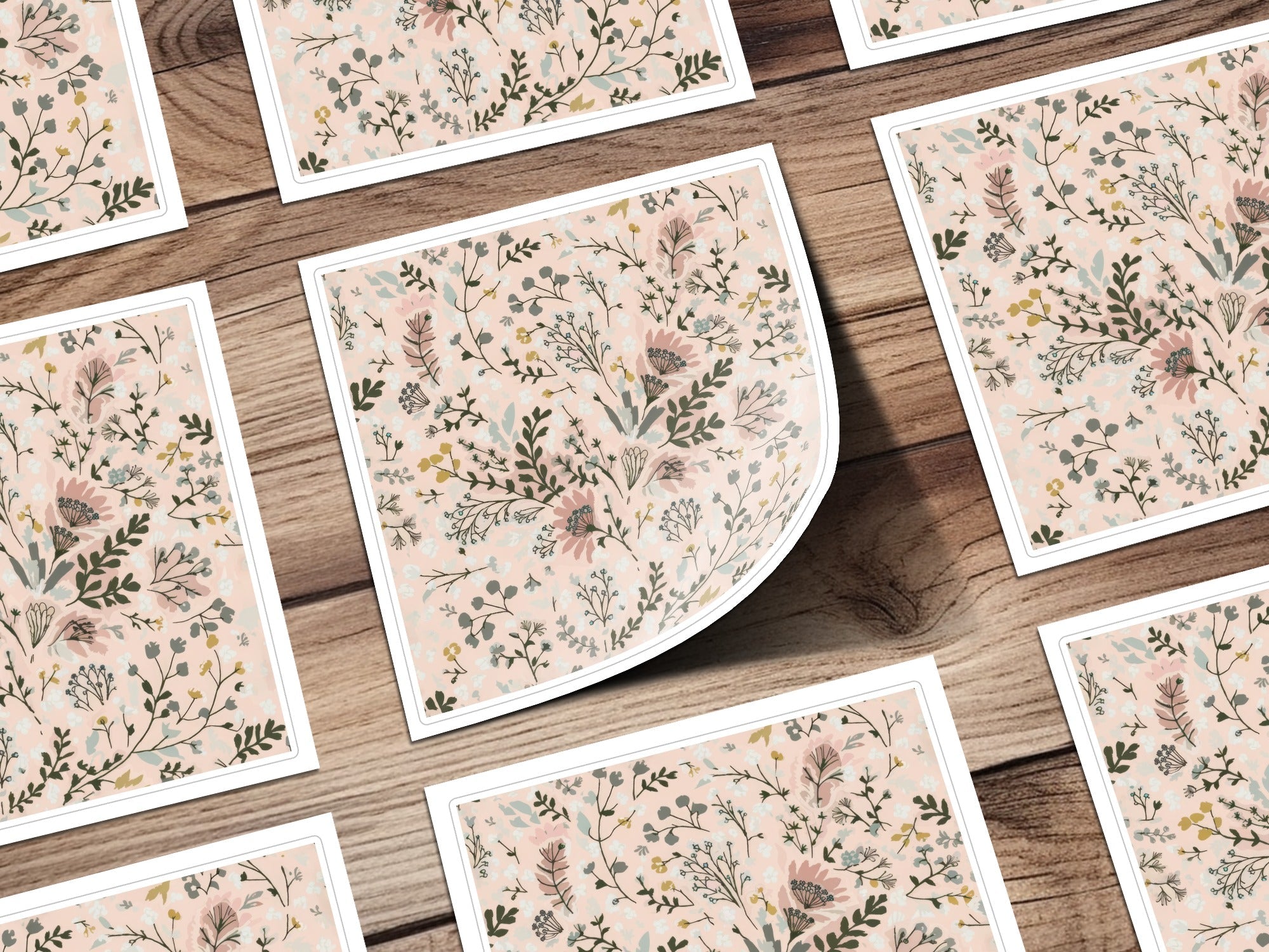 Pink Floral Digital Paper, Watercolor Botanical Pattern, Delicate Flower Print, Spring Blossom Design, Abstract Leaf Background, Pastel - Moore and Mountain