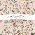 Pink Floral Digital Paper, Watercolor Botanical Pattern, Delicate Flower Print, Spring Blossom Design, Abstract Leaf Background, Pastel - Moore and Mountain