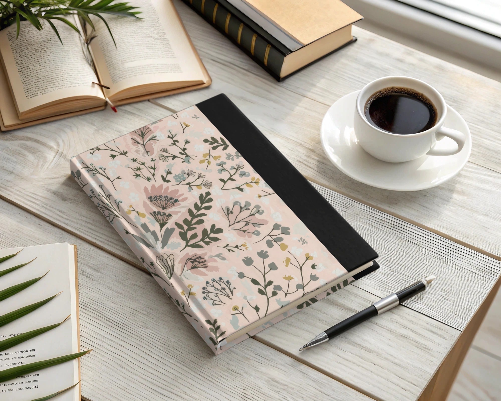 Pink Floral Digital Paper, Watercolor Botanical Pattern, Delicate Flower Print, Spring Blossom Design, Abstract Leaf Background, Pastel - Moore and Mountain