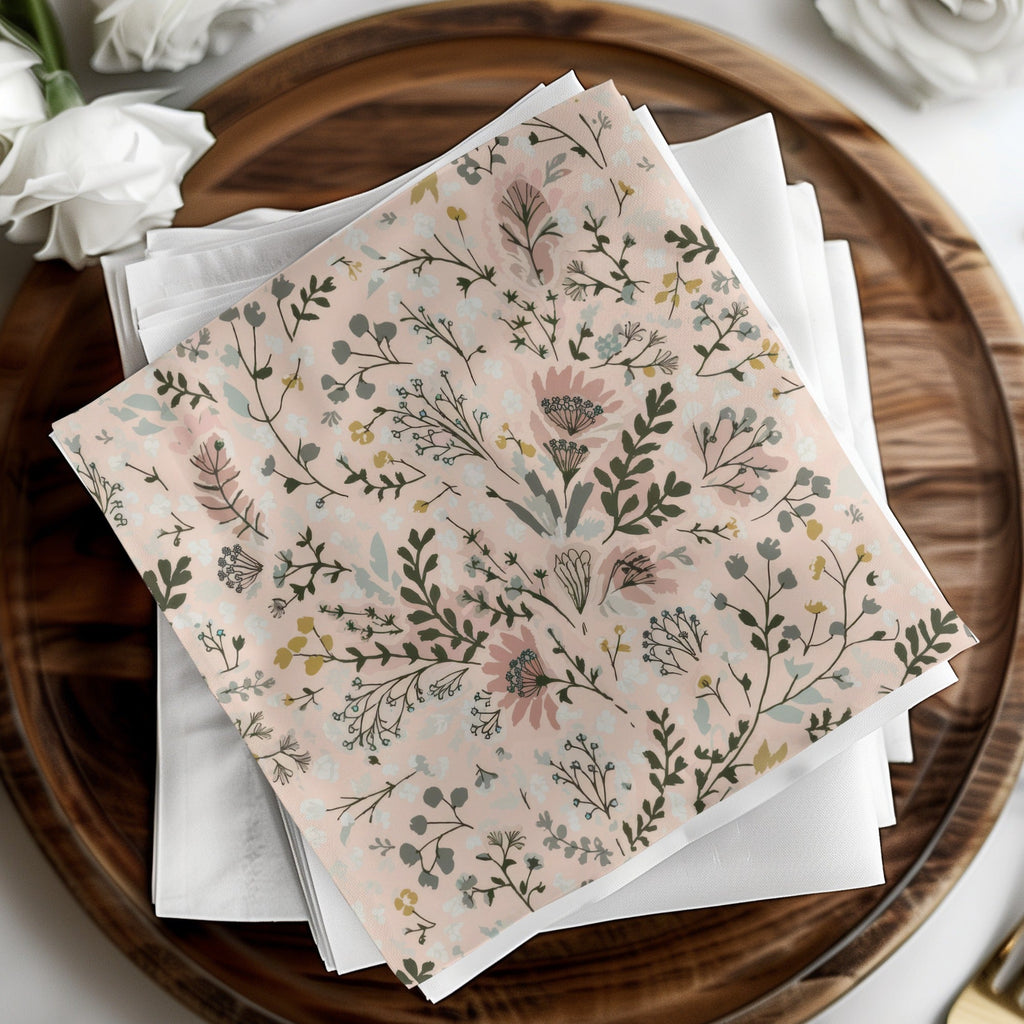 Pink Floral Digital Paper, Watercolor Botanical Pattern, Delicate Flower Print, Spring Blossom Design, Abstract Leaf Background, Pastel - Moore and Mountain