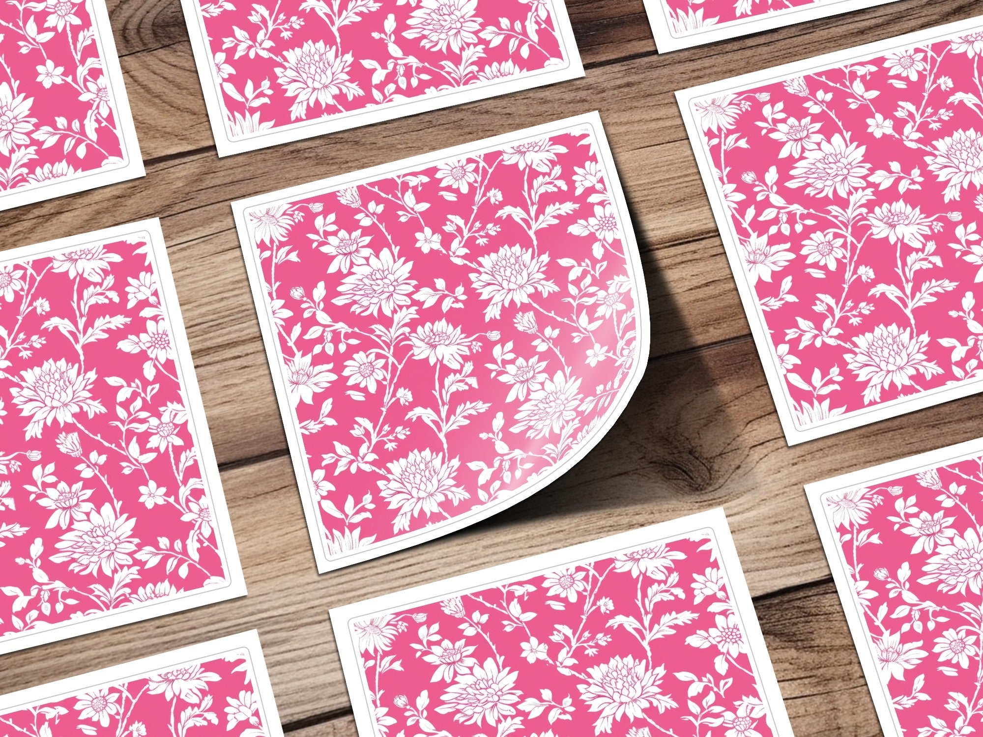 Pink Floral Digital Paper, White Flower Seamless Pattern, Delicate Floral Design, Scrapbook Paper, Printable Fabric Pattern, Digital - Moore and Mountain