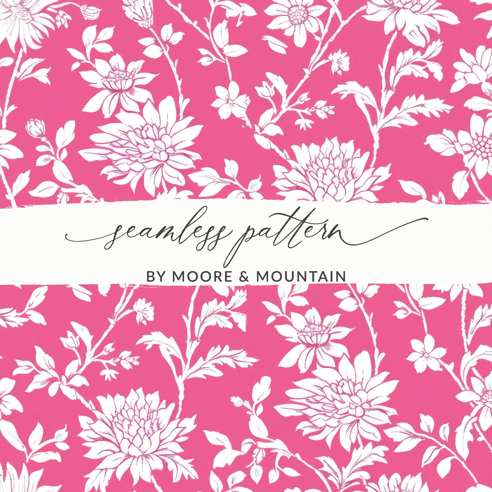 Pink Floral Digital Paper, White Flower Seamless Pattern, Delicate Floral Design, Scrapbook Paper, Printable Fabric Pattern, Digital - Moore and Mountain