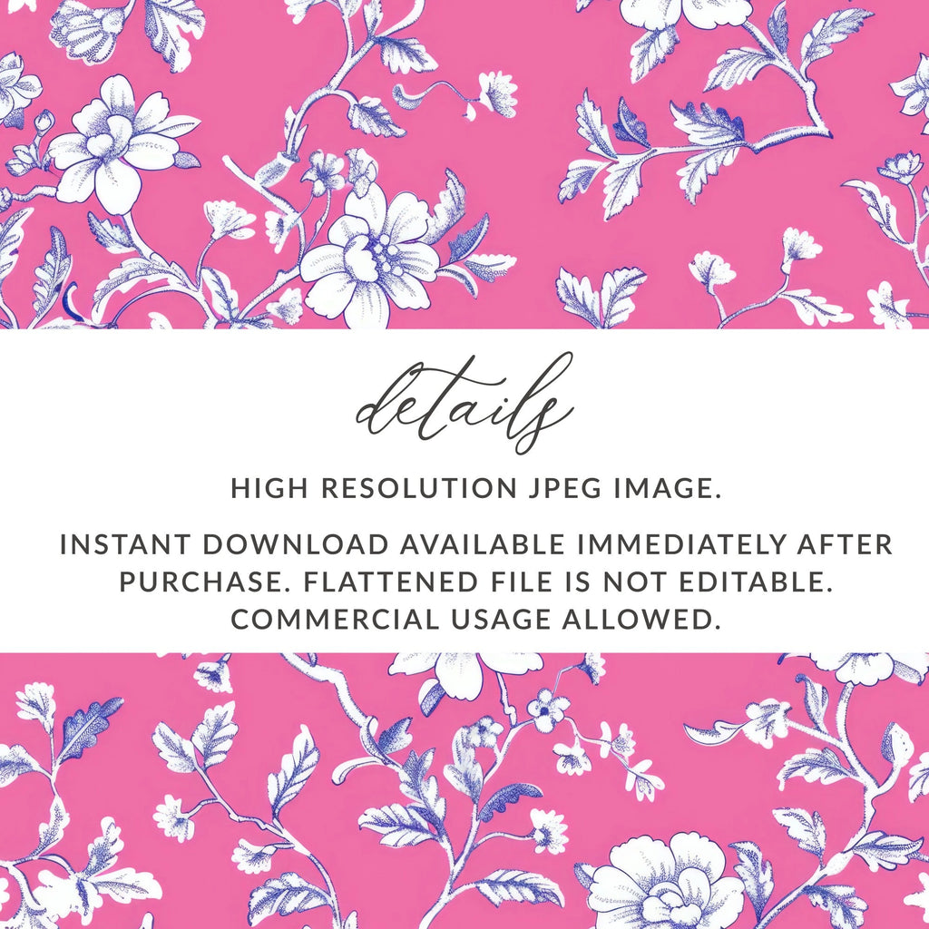 Pink Floral Digital Paper, White Flowers Pattern, Spring Background, Chintz Fabric Design, Botanical Print, Scrapbooking Paper, Digital - Moore and Mountain