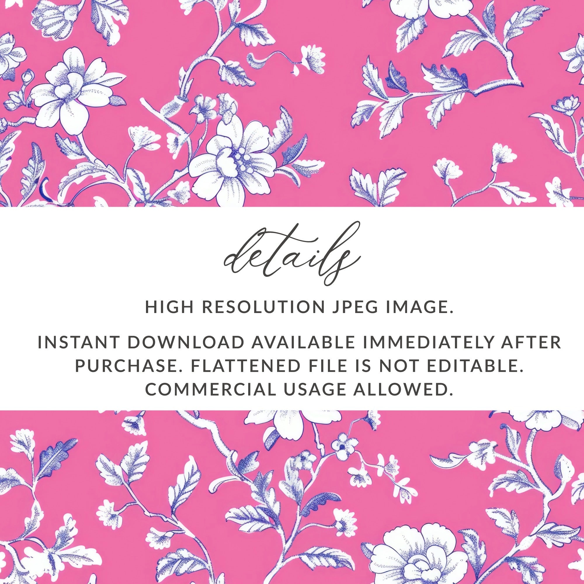 Pink Floral Digital Paper, White Flowers Pattern, Spring Background, Chintz Fabric Design, Botanical Print, Scrapbooking Paper, Digital - Moore and Mountain