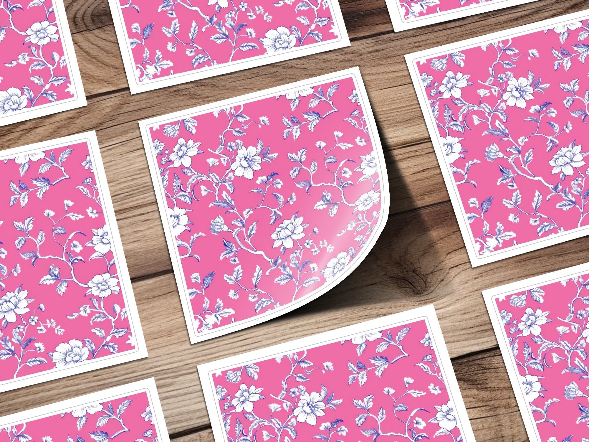 Pink Floral Digital Paper, White Flowers Pattern, Spring Background, Chintz Fabric Design, Botanical Print, Scrapbooking Paper, Digital - Moore and Mountain