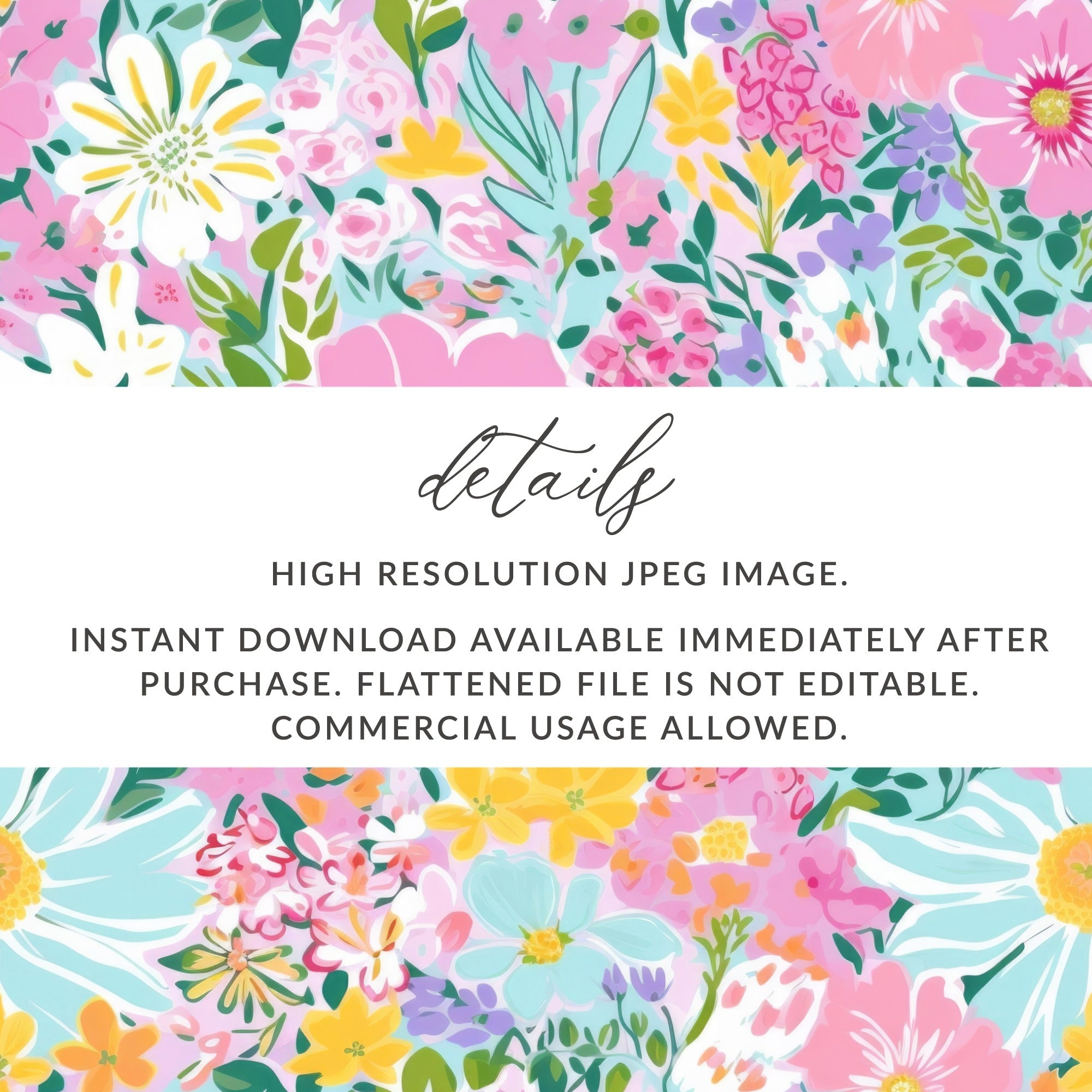 Pink Floral Pattern Digital Paper, Light Blue Background, Summer Flowers Design, Colorful Seamless Pattern, Printable Fabric Design - Moore and Mountain