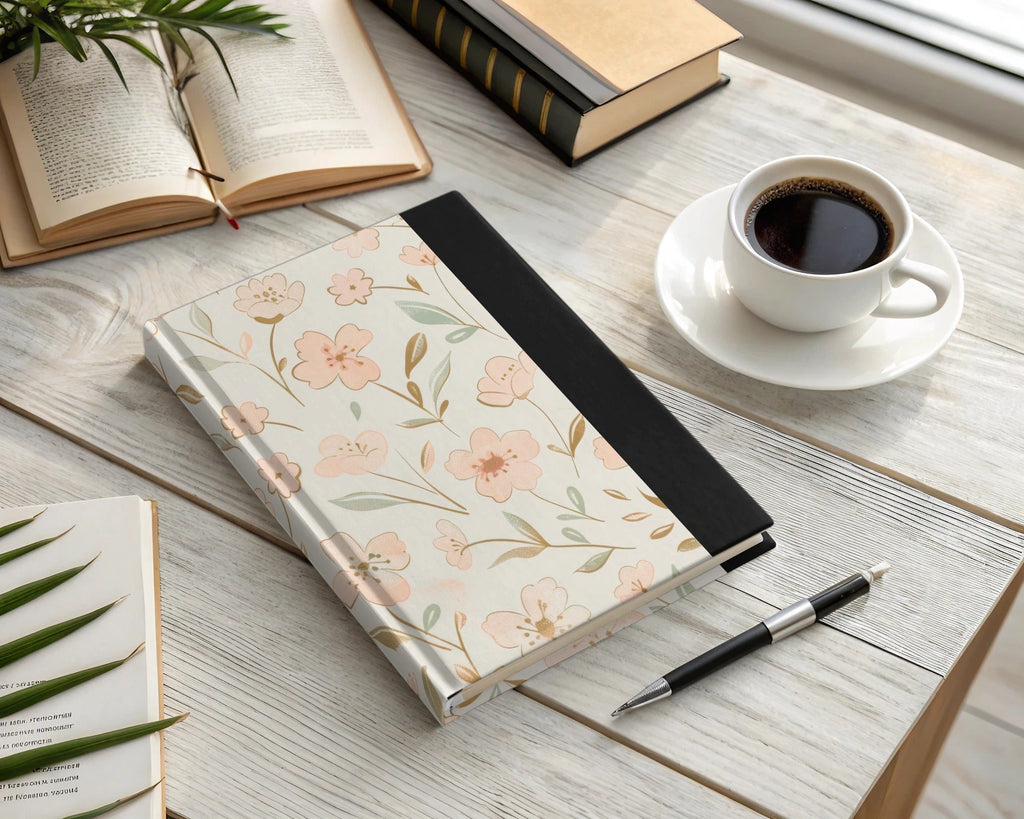 Pink Floral Pattern Digital Paper, Spring Blossom Illustration, Watercolor Flower Seamless Design, Cream Background Printable Art - Moore and Mountain