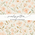 Pink Floral Pattern Digital Paper, Spring Blossom Illustration, Watercolor Flower Seamless Design, Cream Background Printable Art - Moore and Mountain