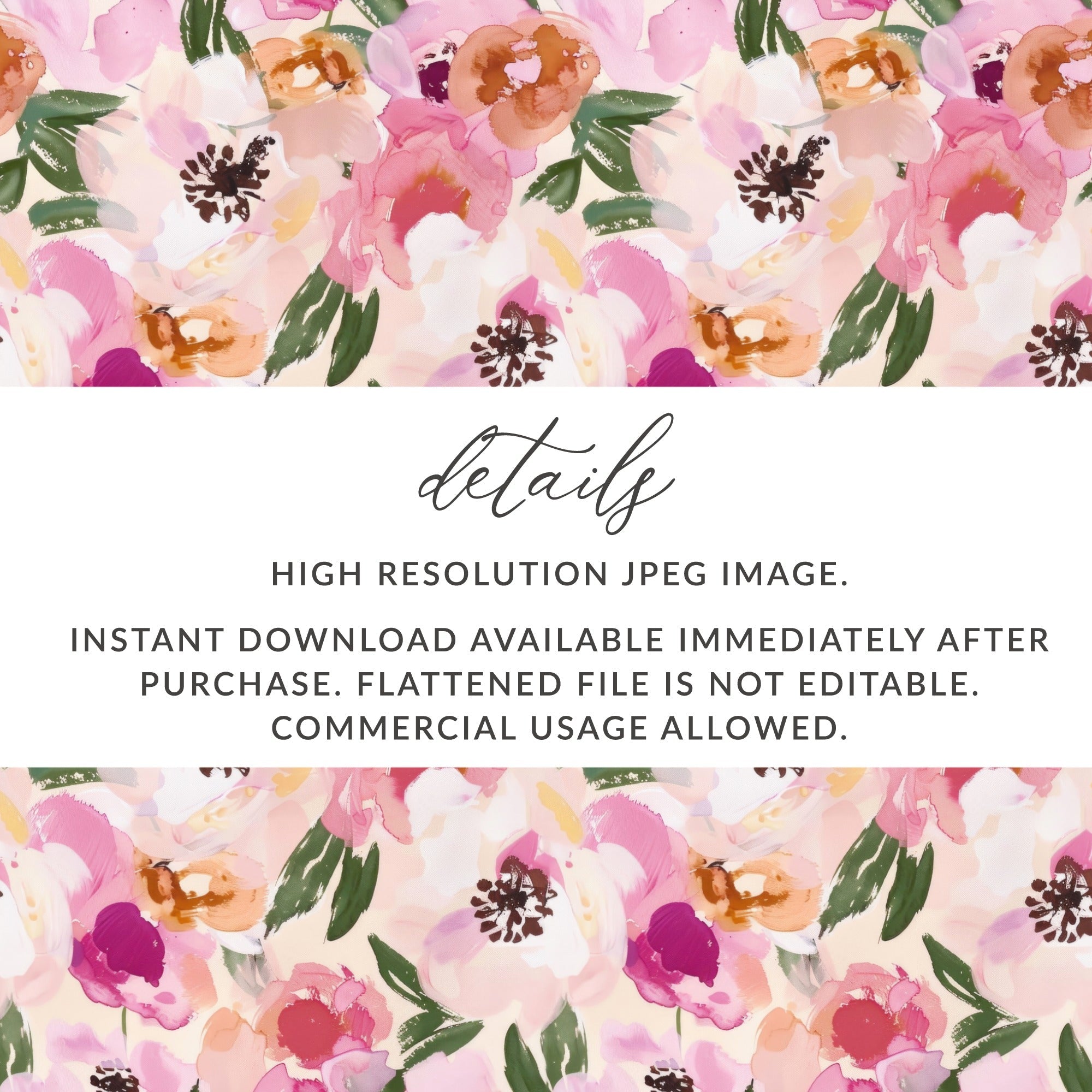 Pink Floral Pattern, Watercolor Digital, Seamless Design, Repeating Background, Printable Flowers, Digital Paper, Commercial Use - Moore and Mountain