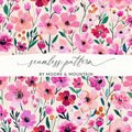Pink Floral Seamless Pattern, Digital Paper, Flower Design, Repeat Pattern, Fabric Design, Printable Pattern, Commercial Use Digital - Moore and Mountain