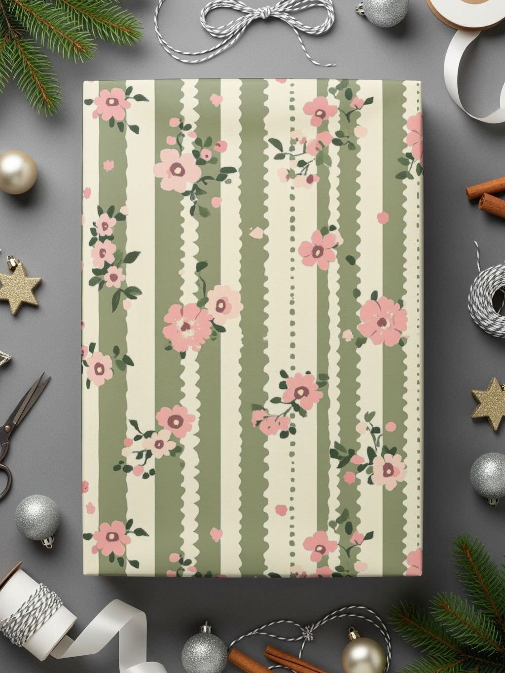 Pink Floral Stripe Seamless Pattern, Digital Paper, Floral Digital Print, Repeating Pattern, Fabric Design, Commercial Use, Scrapbooking - Moore and Mountain