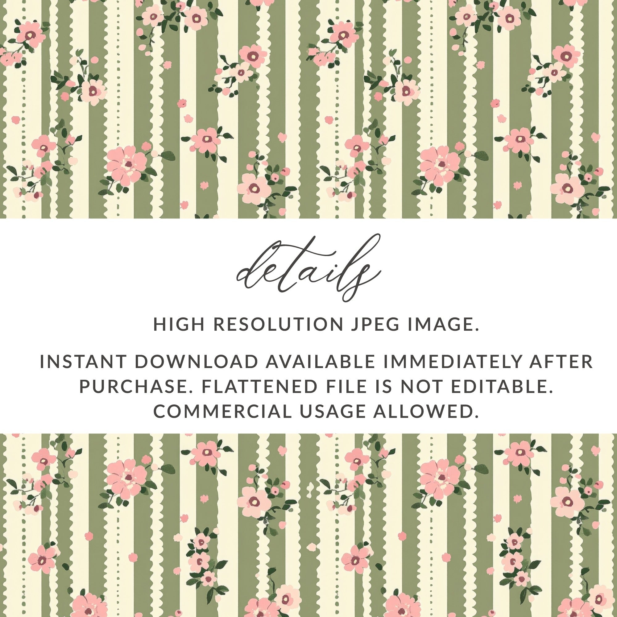 Pink Floral Stripe Seamless Pattern, Digital Paper, Floral Digital Print, Repeating Pattern, Fabric Design, Commercial Use, Scrapbooking - Moore and Mountain