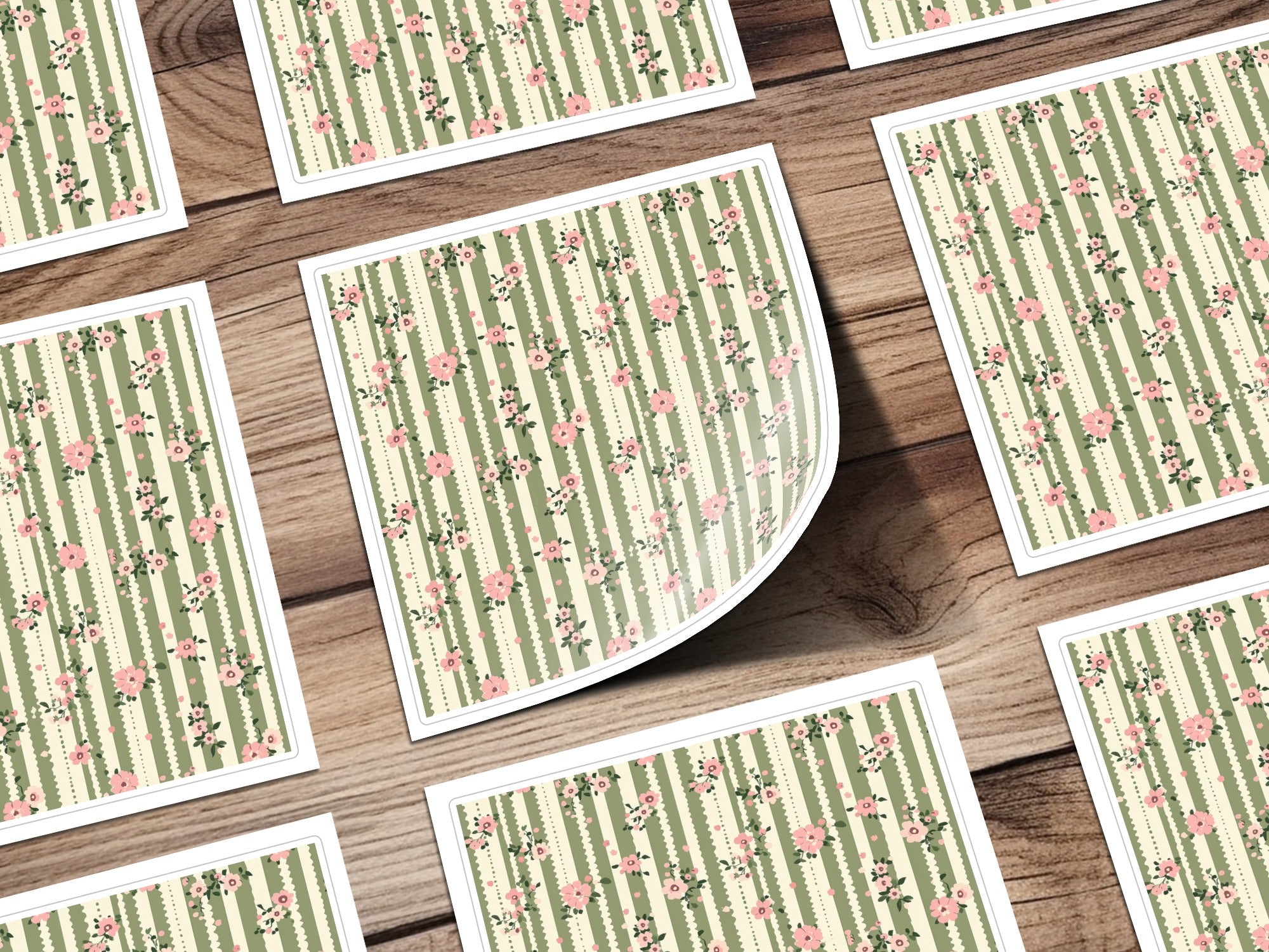 Pink Floral Stripe Seamless Pattern, Digital Paper, Floral Digital Print, Repeating Pattern, Fabric Design, Commercial Use, Scrapbooking - Moore and Mountain