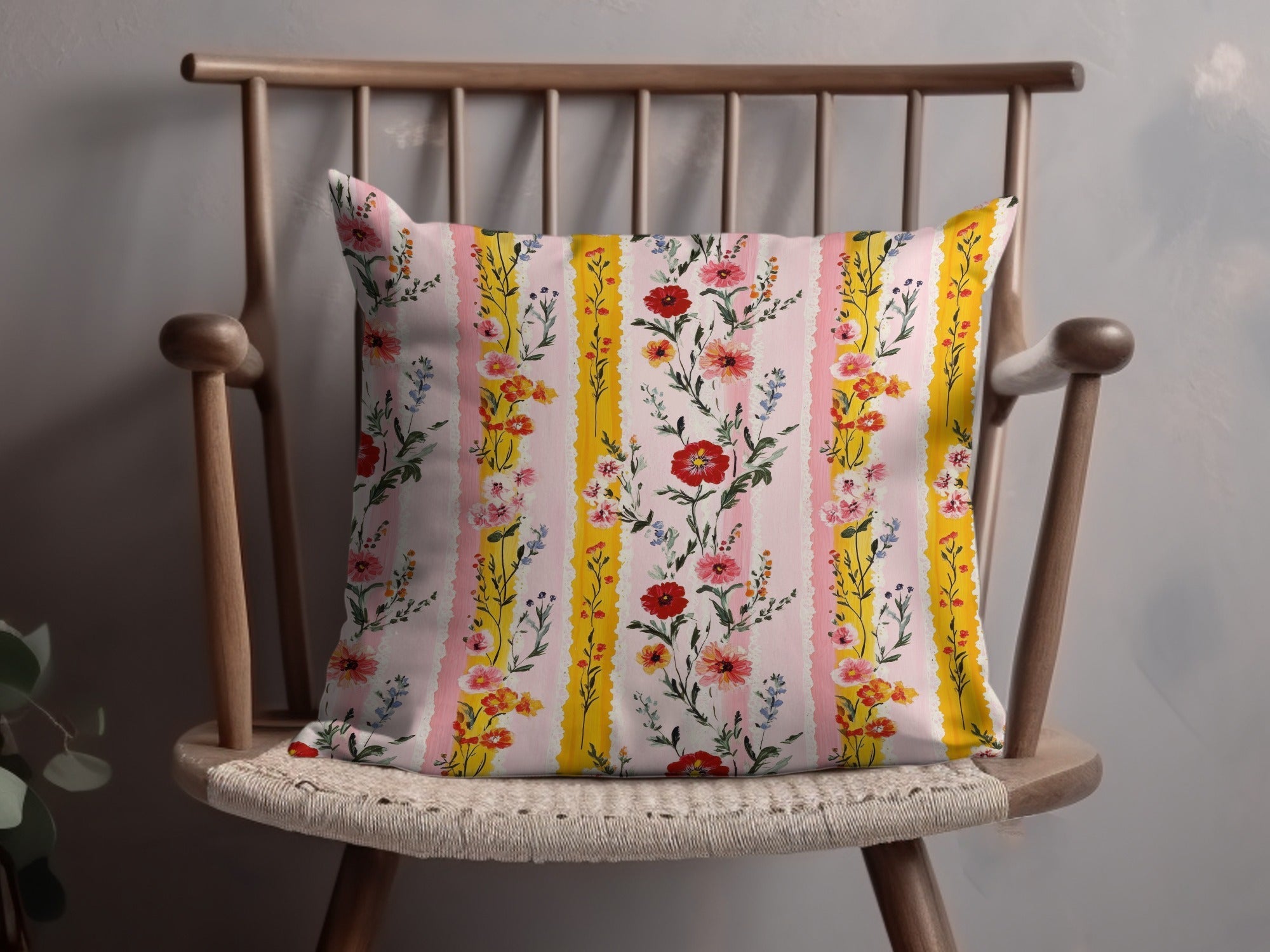 Pink Floral Stripes, Digital Seamless Pattern, Flower Illustration, Pastel Colors, JPEG Files, Digital Paper, Surface Design - Moore and Mountain