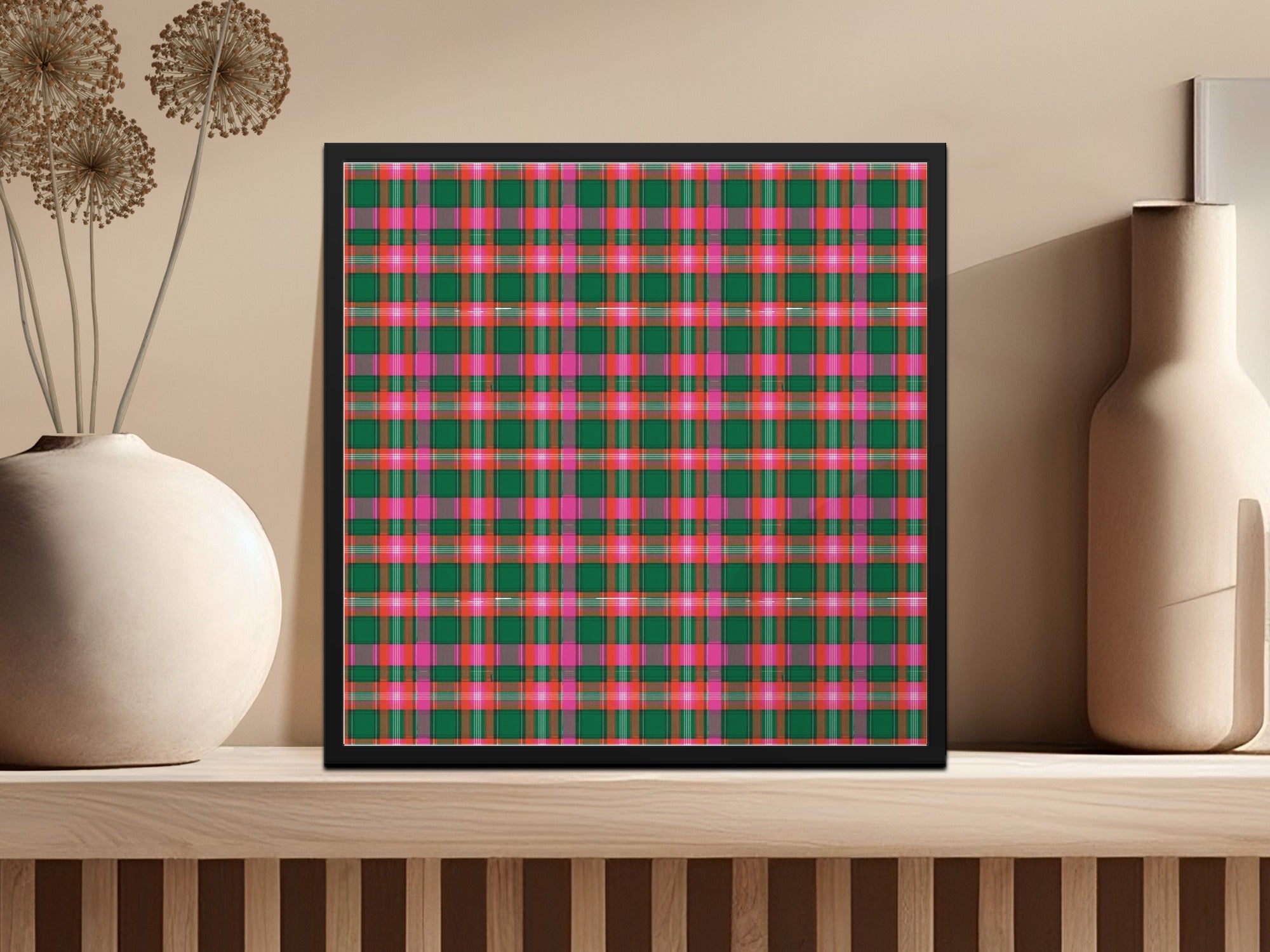 Pink Green Red and Grey Tartan Plaid Pattern Digital - Moore and Mountain