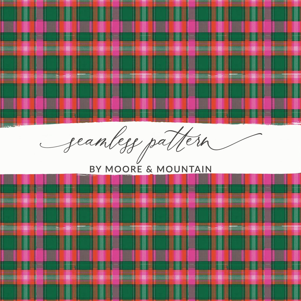 Pink Green Red and Grey Tartan Plaid Pattern Digital - Moore and Mountain