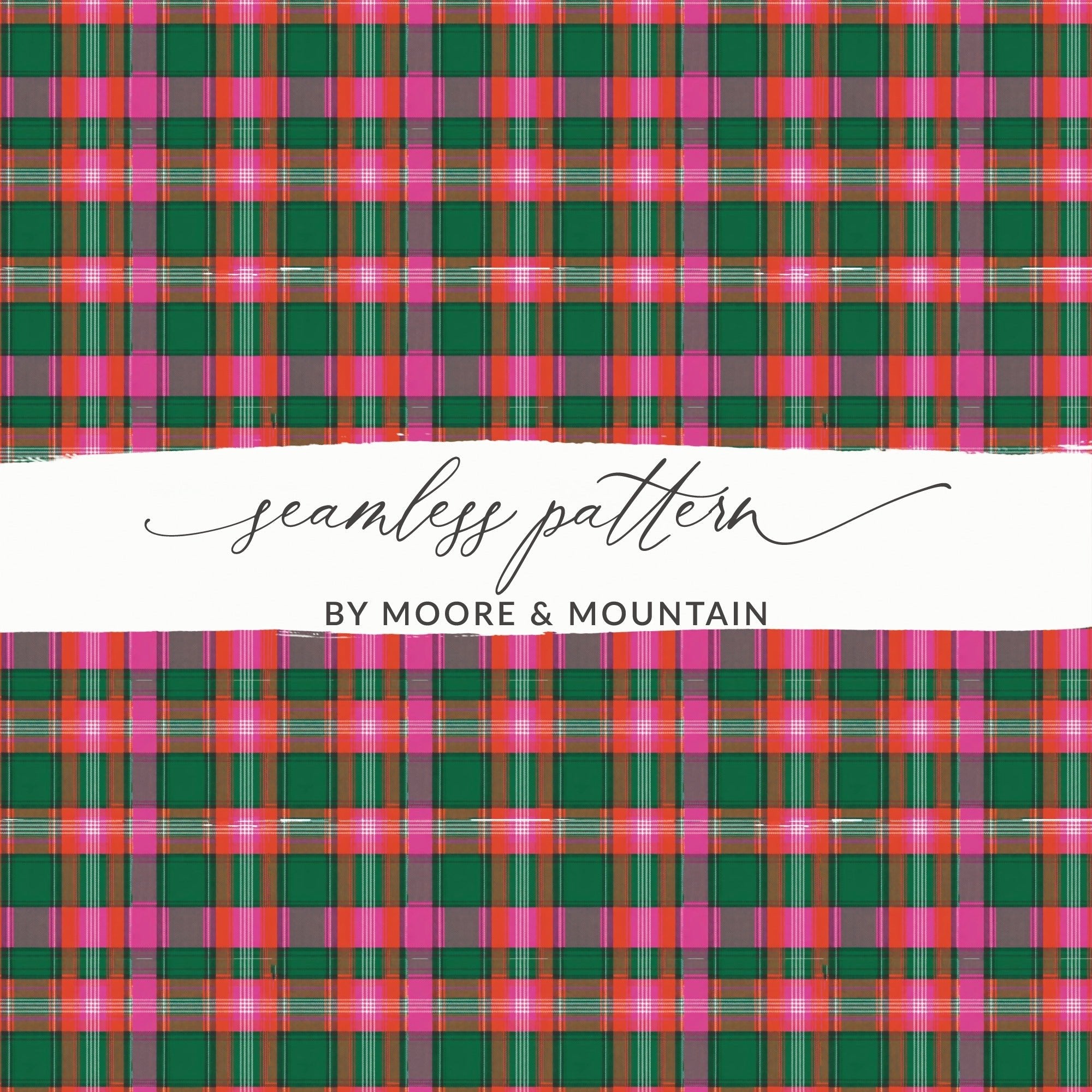 Pink Green Red and Grey Tartan Plaid Pattern Digital - Moore and Mountain