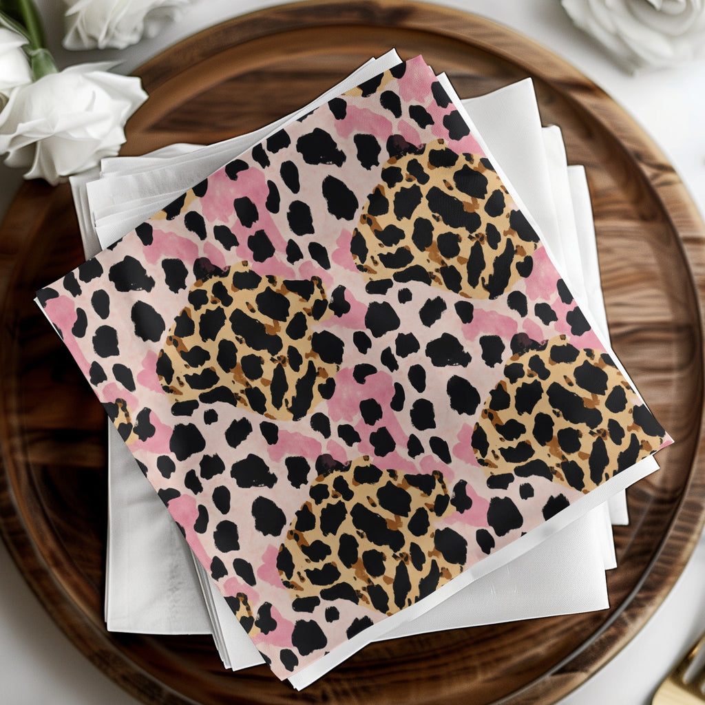 Pink Leopard Print Digital Paper, Tan Animal Print Texture, Cheetah Pattern, Abstract Seamless Design, Printable Background, Digital - Moore and Mountain