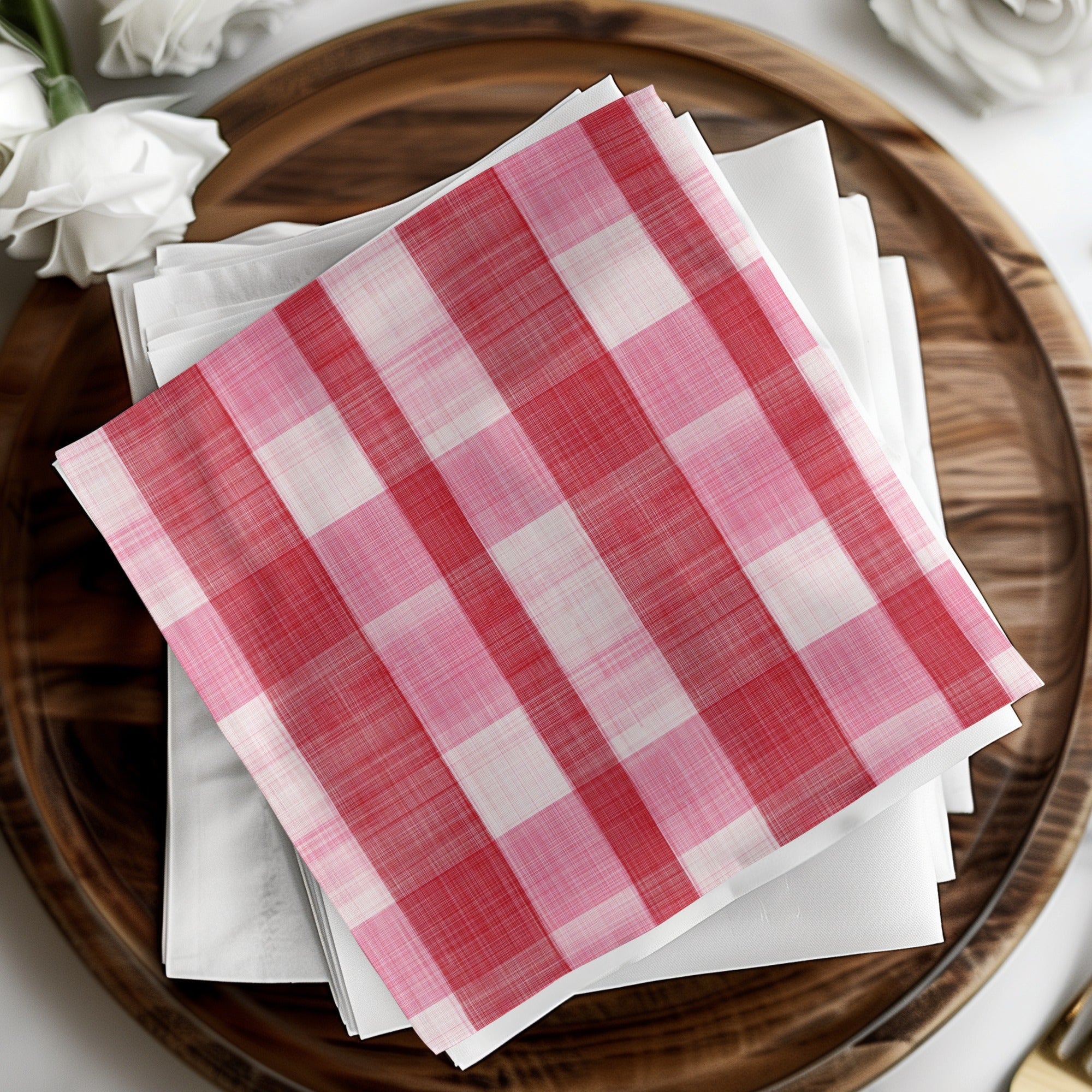 Pink Plaid Digital Paper, Gingham Texture, Red Fabric Pattern, Tartan Background, Scrapbook Paper, Digital Download, Seamless Tile - Moore and Mountain