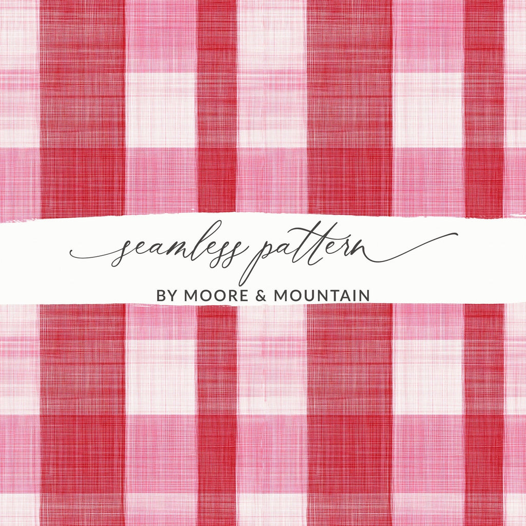 Pink Plaid Digital Paper, Gingham Texture, Red Fabric Pattern, Tartan Background, Scrapbook Paper, Digital Download, Seamless Tile - Moore and Mountain
