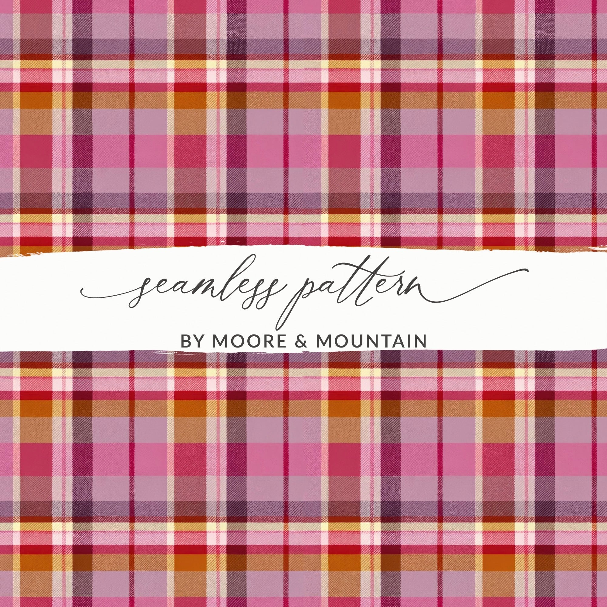 Pink Plaid Digital Paper, Seamless Tartan Pattern, Scrapbook Paper, Commercial Use, 12x12 JPEG Files, 2 Scales, Fabric Design - Moore and Mountain
