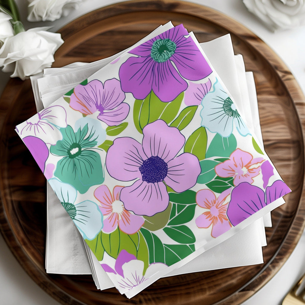 Pink Preppy Digital, 60s floral pattern, Groovy Floral Background, Retro Flower Design, Digital Prints, Sublimation Graphics - Moore and Mountain