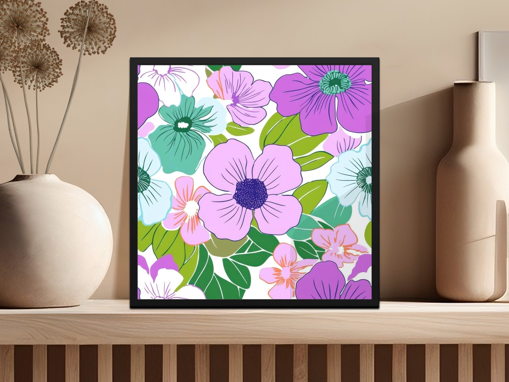 Pink Preppy Digital, 60s floral pattern, Groovy Floral Background, Retro Flower Design, Digital Prints, Sublimation Graphics - Moore and Mountain