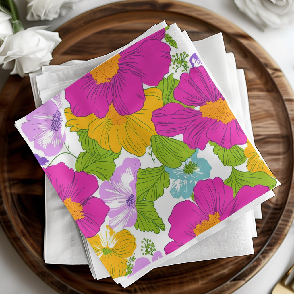 Pink Preppy Digital Paper, Groovy Floral Background, 60s Floral Pattern, Seamless Retro Flowers, Digital Download - Moore and Mountain