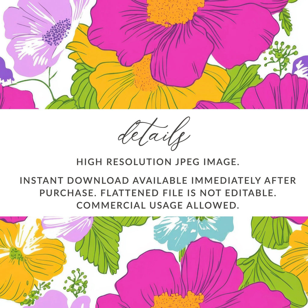 Pink Preppy Digital Paper, Groovy Floral Background, 60s Floral Pattern, Seamless Retro Flowers, Digital Download - Moore and Mountain