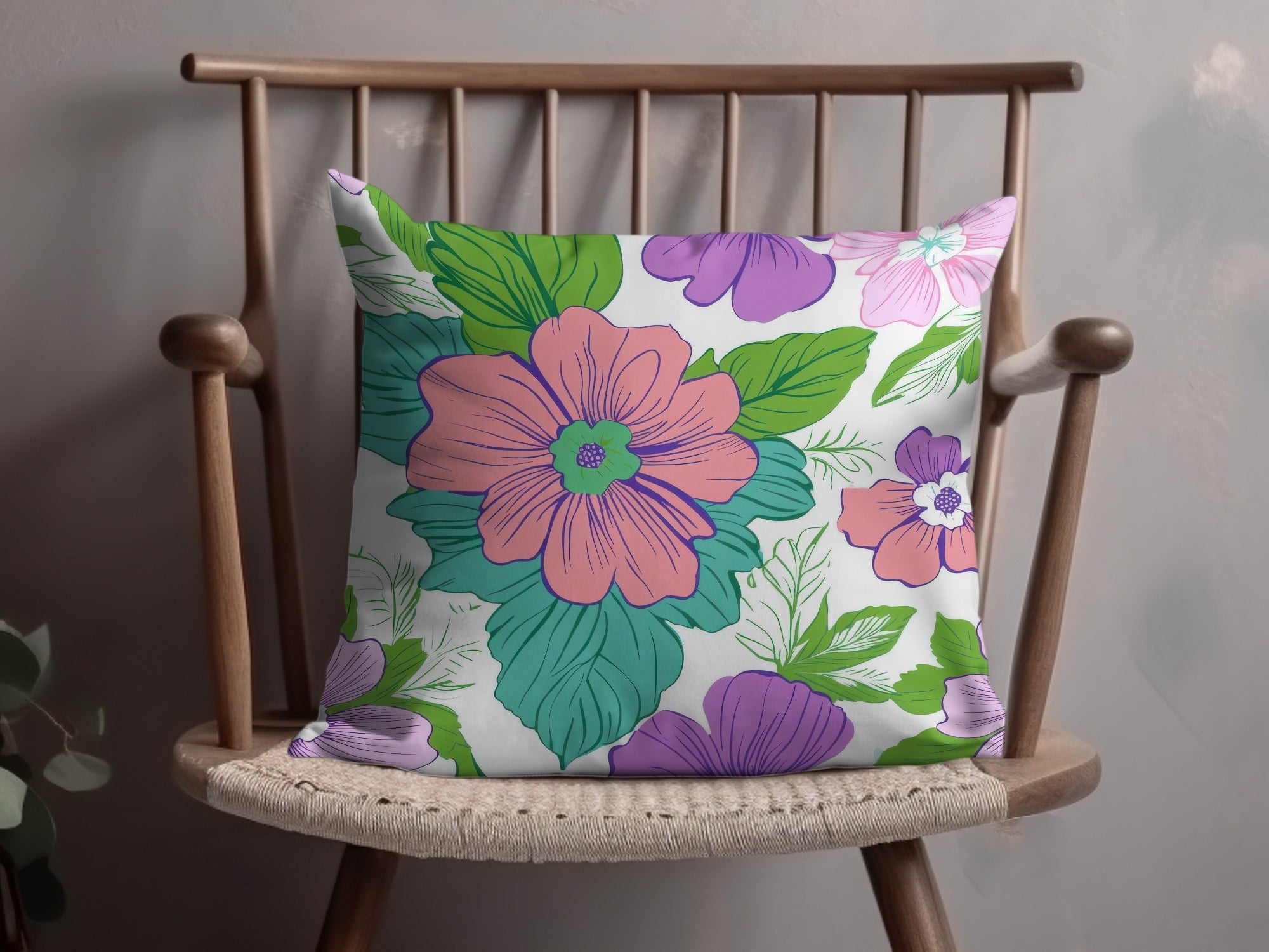 Pink Preppy Groovy Floral Background, 60s Floral Pattern, Digital Download, Seamless Retro Flowers, Floral Digital Paper - Moore and Mountain