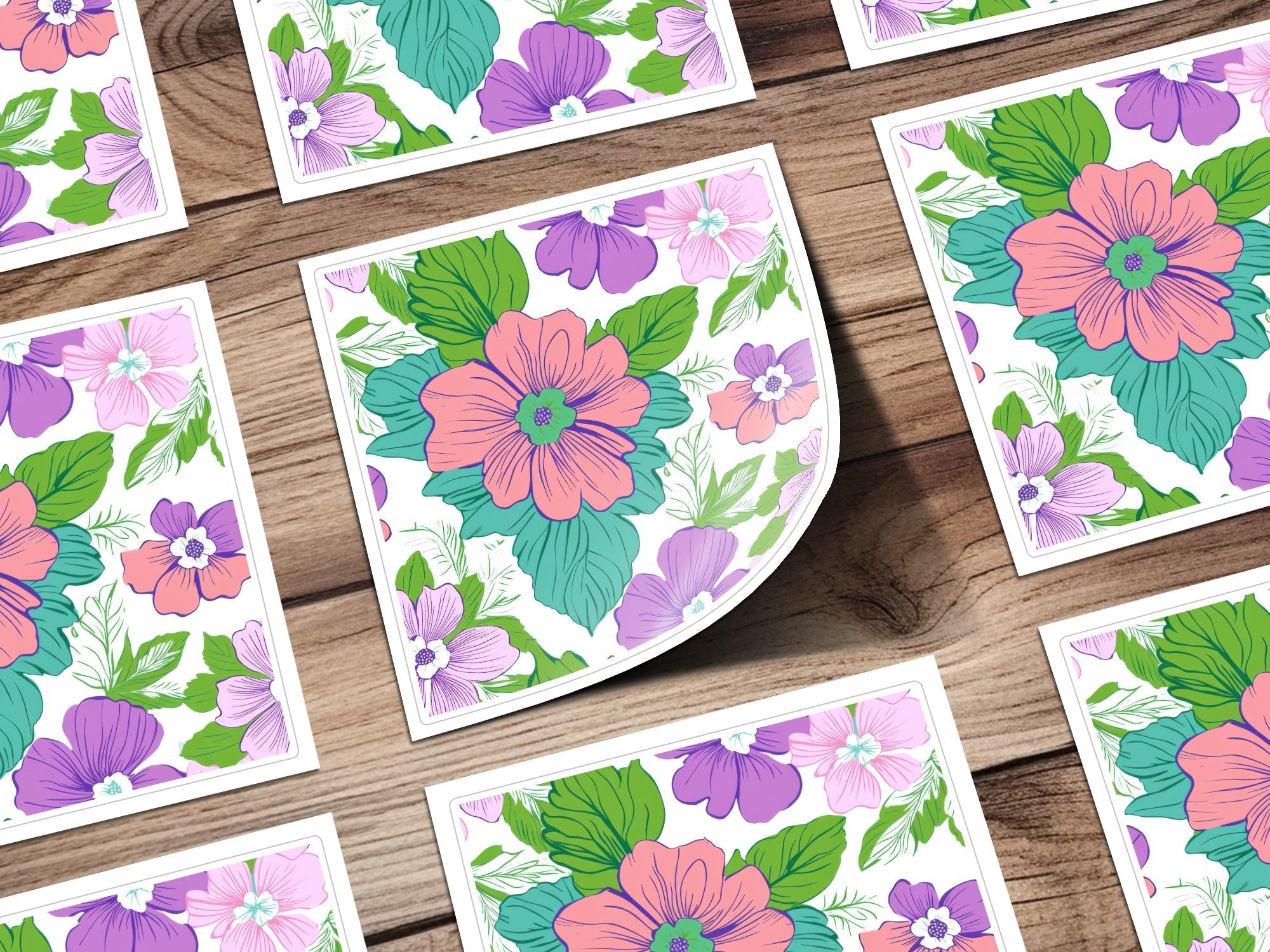 Pink Preppy Groovy Floral Background, 60s Floral Pattern, Digital Download, Seamless Retro Flowers, Floral Digital Paper - Moore and Mountain