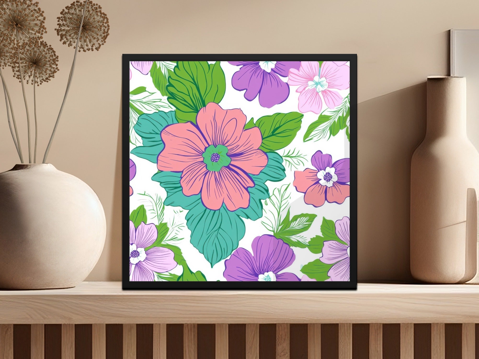 Pink Preppy Groovy Floral Background, 60s Floral Pattern, Digital Download, Seamless Retro Flowers, Floral Digital Paper - Moore and Mountain