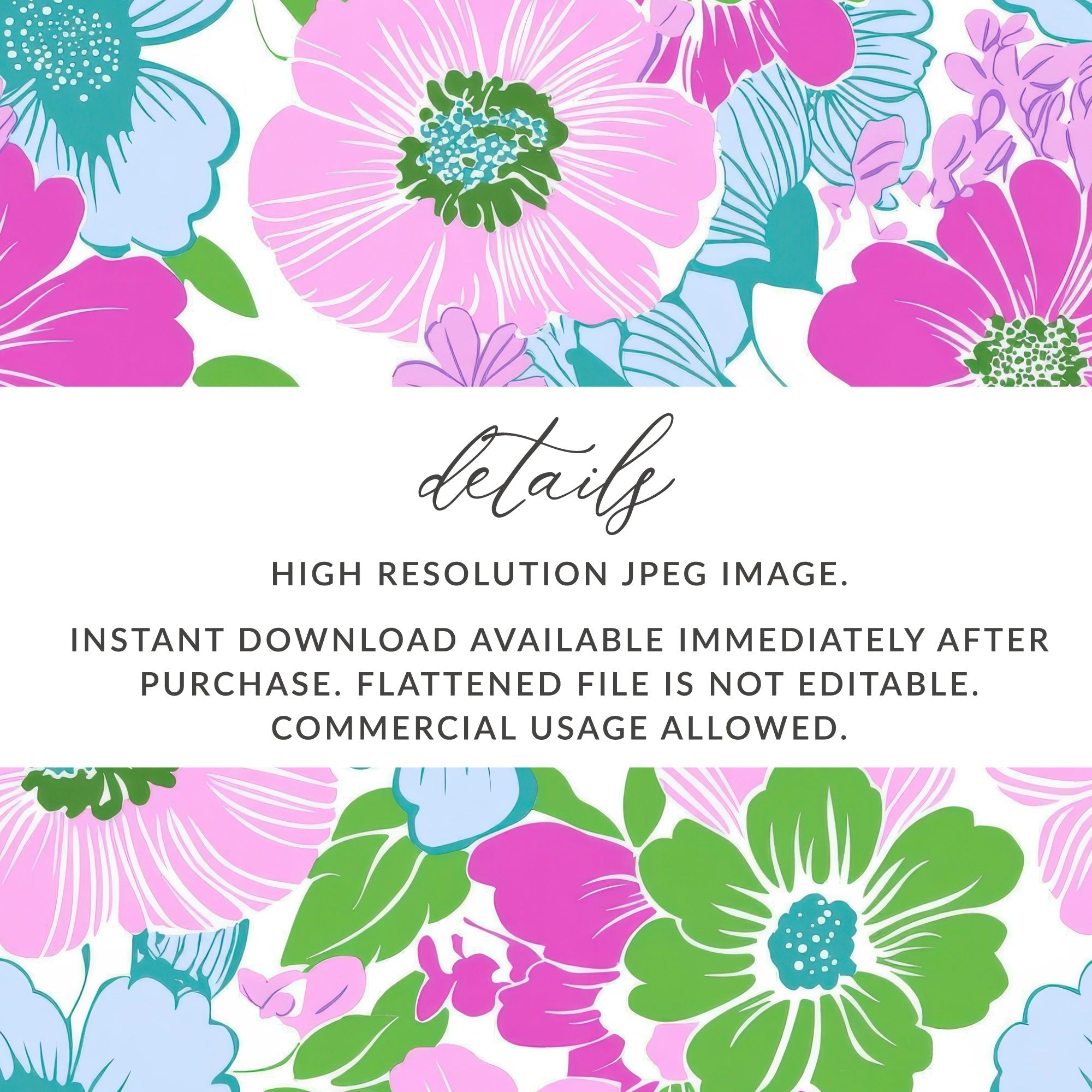 Pink Preppy Groovy Floral Background, Digital Seamless Retro Flowers Pattern, 60s Floral Pattern Design, Fabric Print, Wallpaper - Moore and Mountain