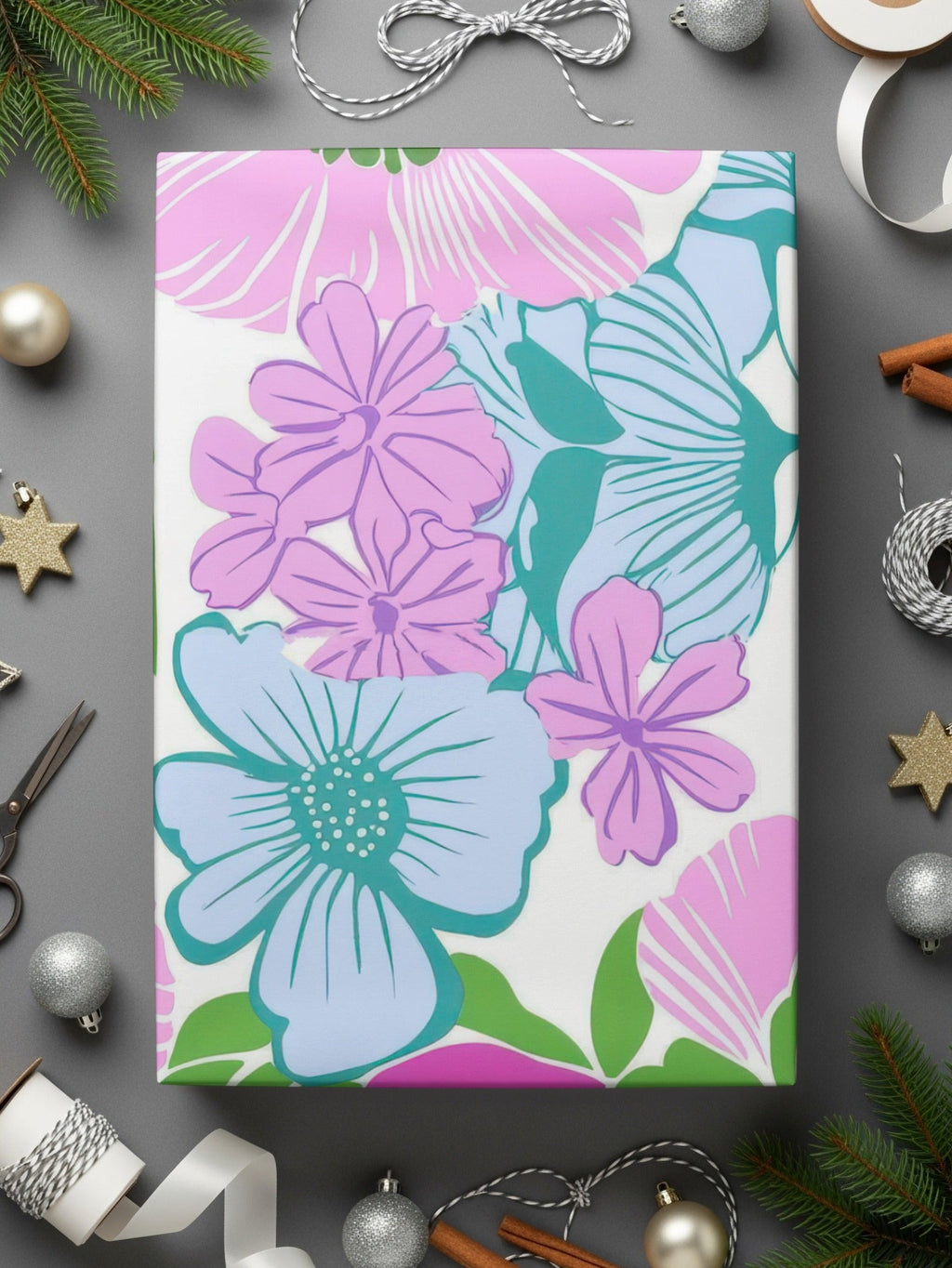 Pink Preppy Groovy Floral Background, Digital Seamless Retro Flowers Pattern, 60s Floral Pattern Design, Fabric Print, Wallpaper - Moore and Mountain