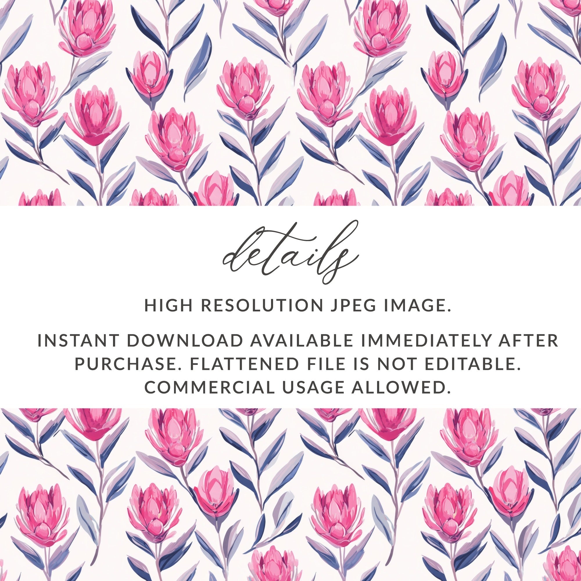 Pink Protea Flower Digital Paper, Watercolor Floral Pattern, Summer Seamless Pattern, Flower Pattern, Commercial Use, Scrapbook Paper - Moore and Mountain