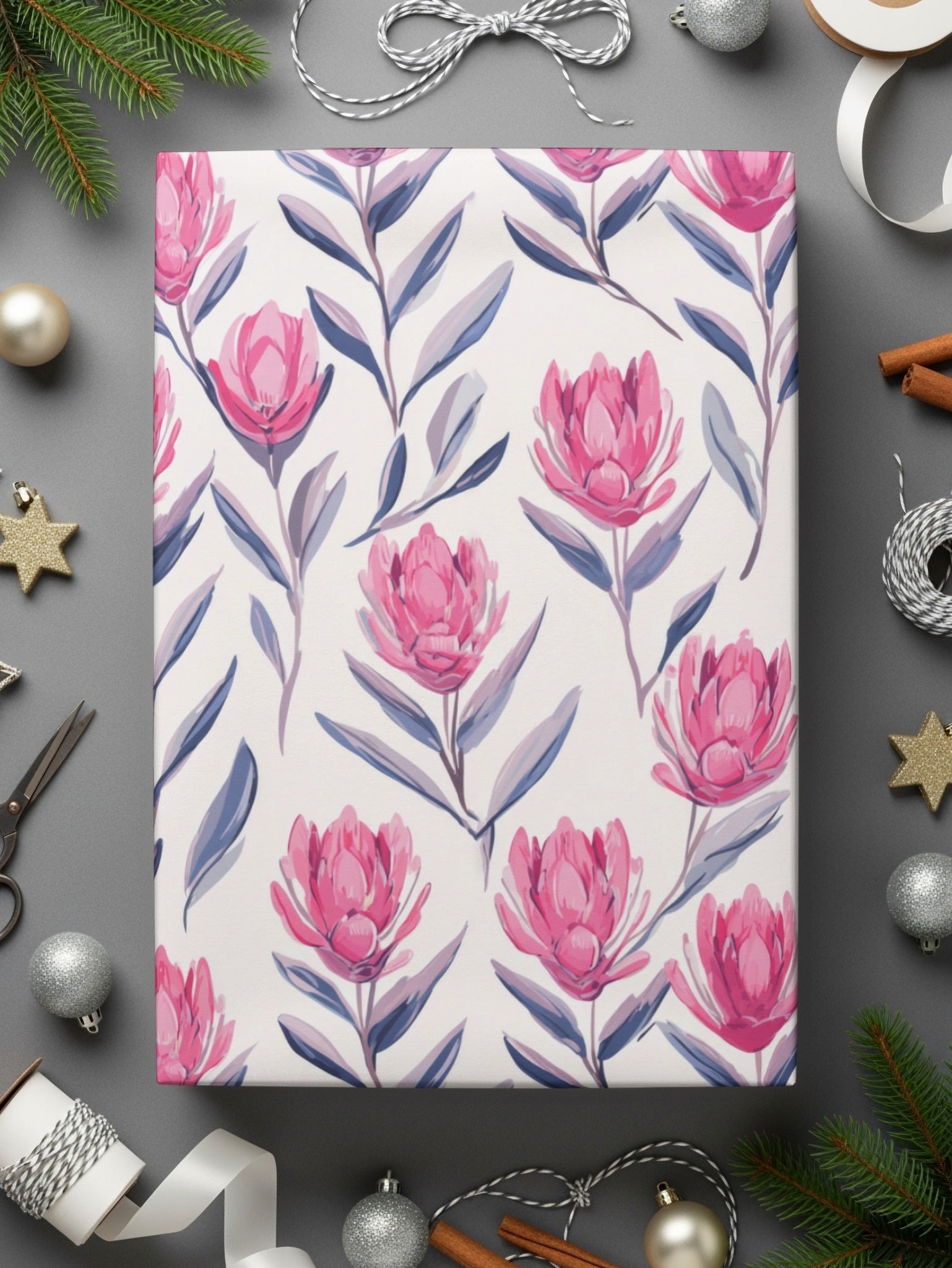 Pink Protea Flower Digital Paper, Watercolor Floral Pattern, Summer Seamless Pattern, Flower Pattern, Commercial Use, Scrapbook Paper - Moore and Mountain