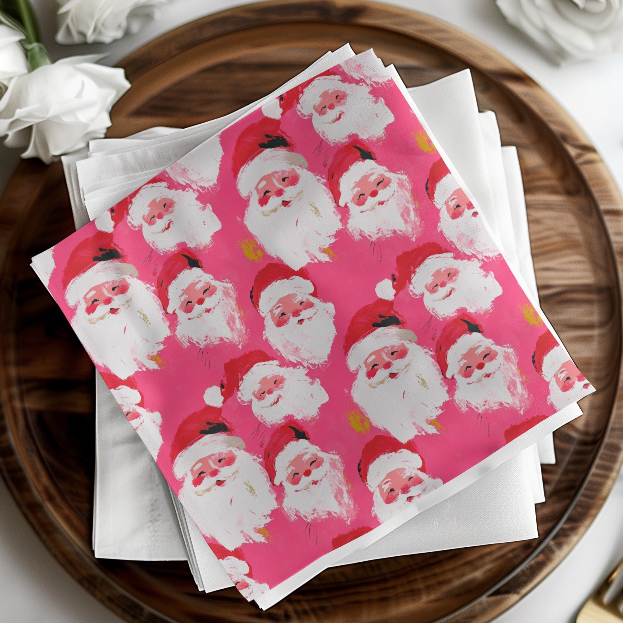 Pink Santa Claus Pattern, T-Shirt Design, Digital Paper, Christmas Seamless Pattern, Holiday Fabric Print, Festive Art, Xmas Sublimation - Moore and Mountain