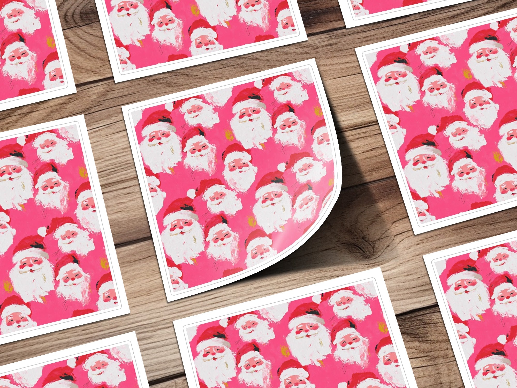 Pink Santa Claus Pattern, T-Shirt Design, Digital Paper, Christmas Seamless Pattern, Holiday Fabric Print, Festive Art, Xmas Sublimation - Moore and Mountain