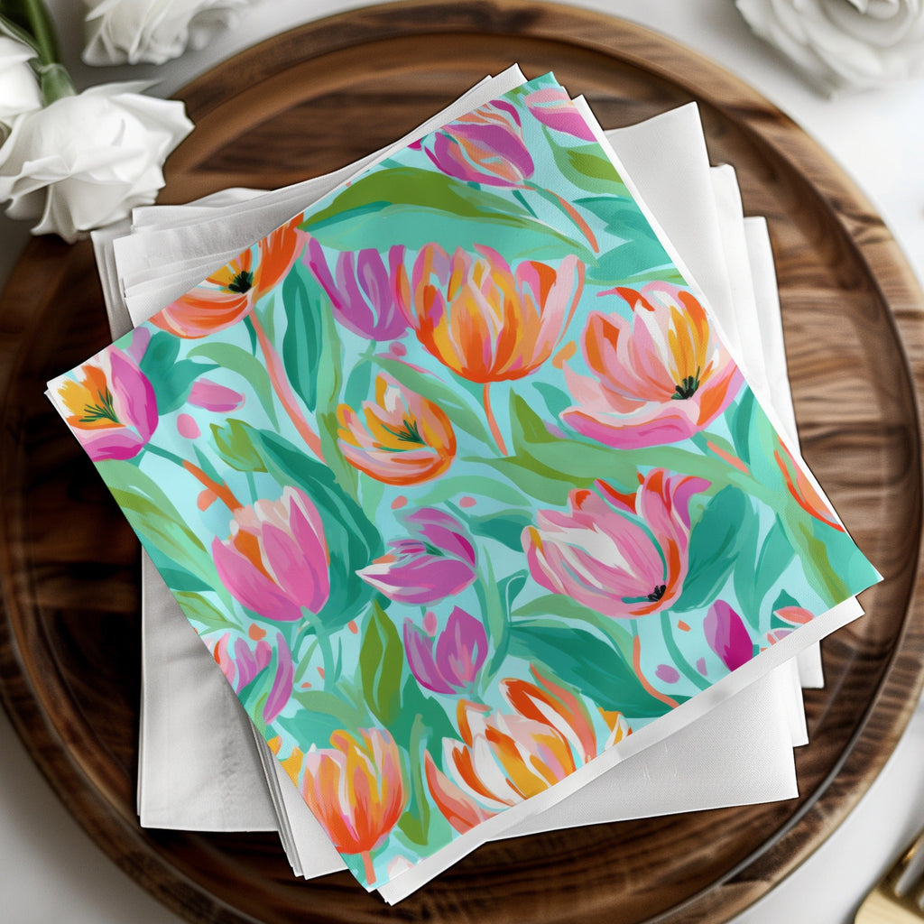 Pink Tulip Seamless Pattern, Floral Digital Paper, Spring Flower Design, Fabric Design, Commercial Use, Digital Download, Printable Pattern - Moore and Mountain