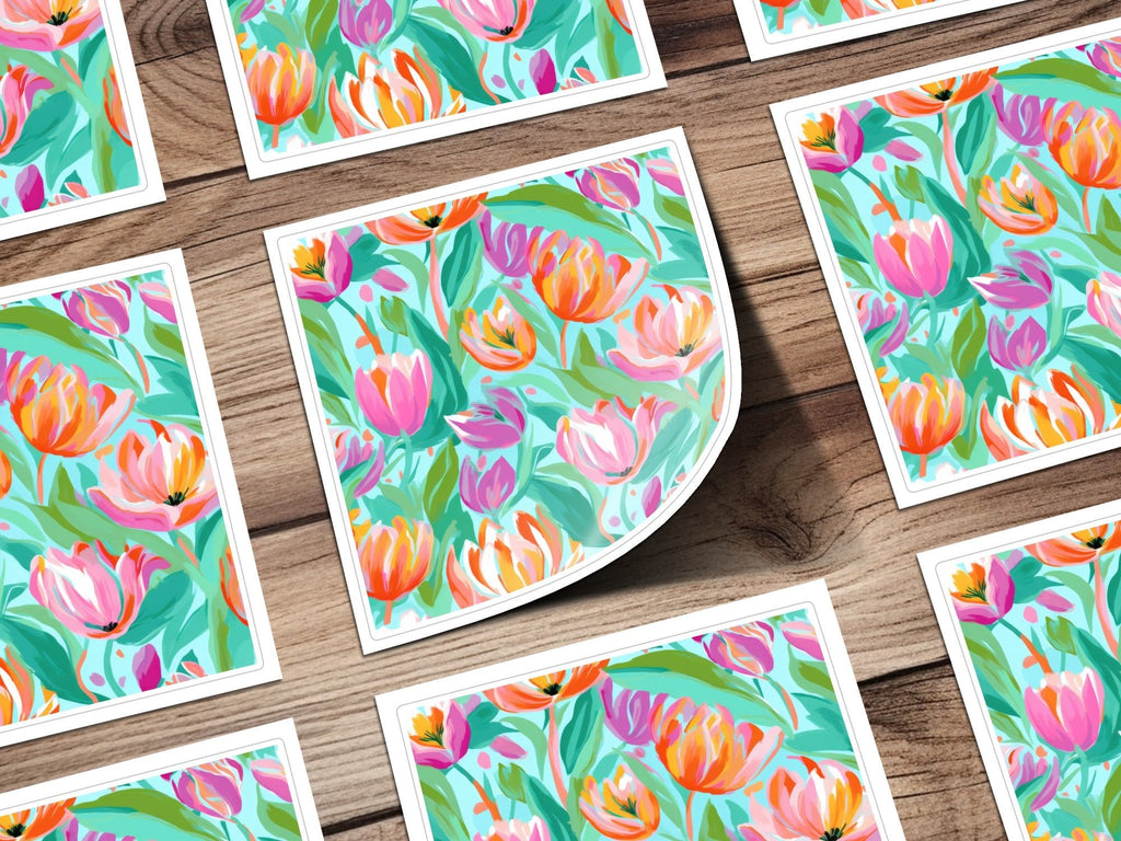 Pink Tulip Seamless Pattern, Floral Digital Paper, Spring Flower Design, Fabric Design, Commercial Use, Digital Download, Printable Pattern - Moore and Mountain